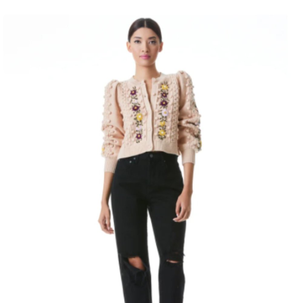Alice + Olivia | Kitty Puff Sleeve Cardigan - Picture 3 of 16